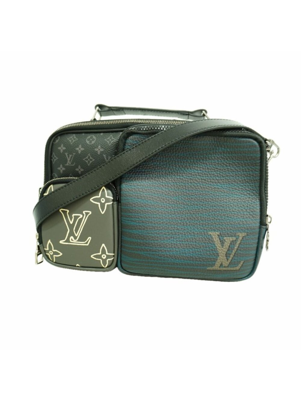 Louis Vuitton Handbag Monogram Eclipse Patchwork Messenger Multi Pocket Black